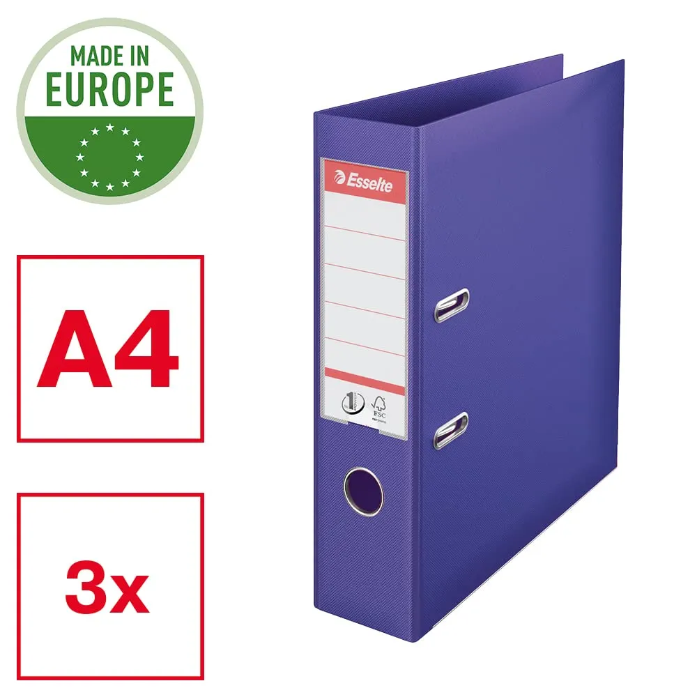 Esselte Vivida 624282 raccoglitore leva A4 viola 75 mm 3 pezzi