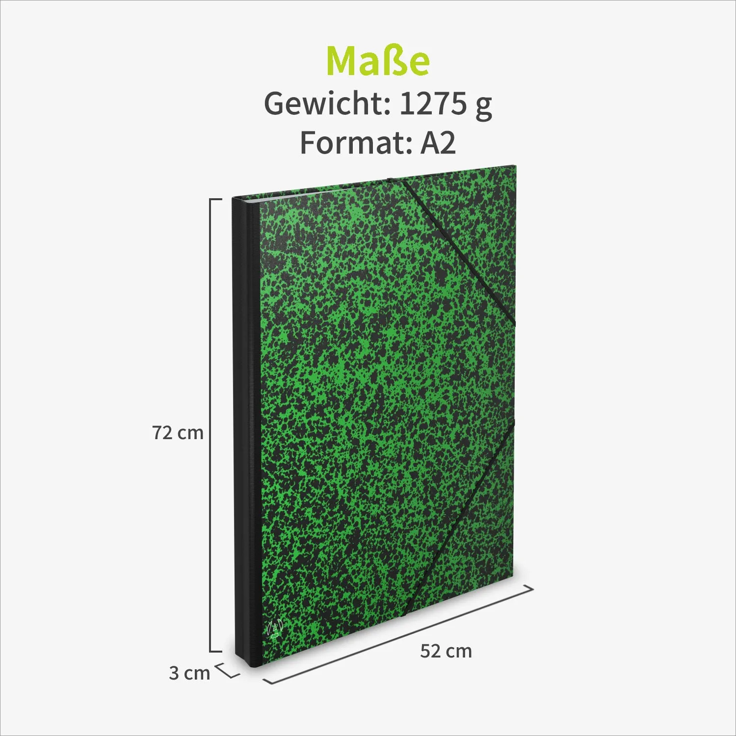 ACROPAQ Cartella Portadisegni A2 52x72 cm Verde con Elastici