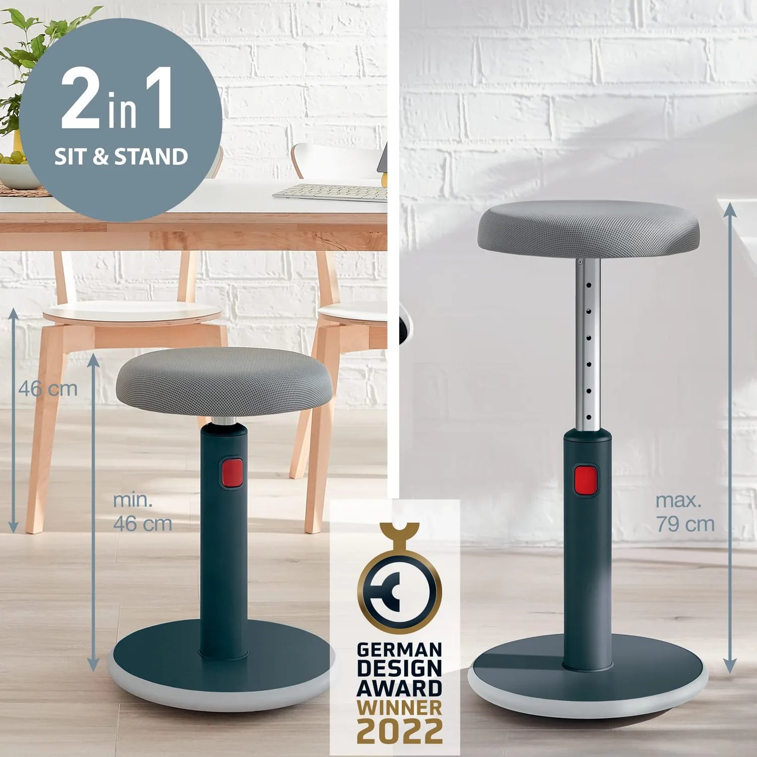 Leitz Ergo Cosy Active Sit Stand sgabello grigio 46-79 cm