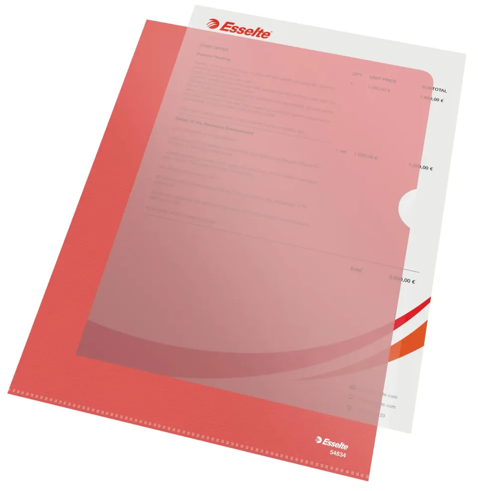 Esselte Deluxe 54834 buste a L A4 100 pezzi rosse antiriflesso
