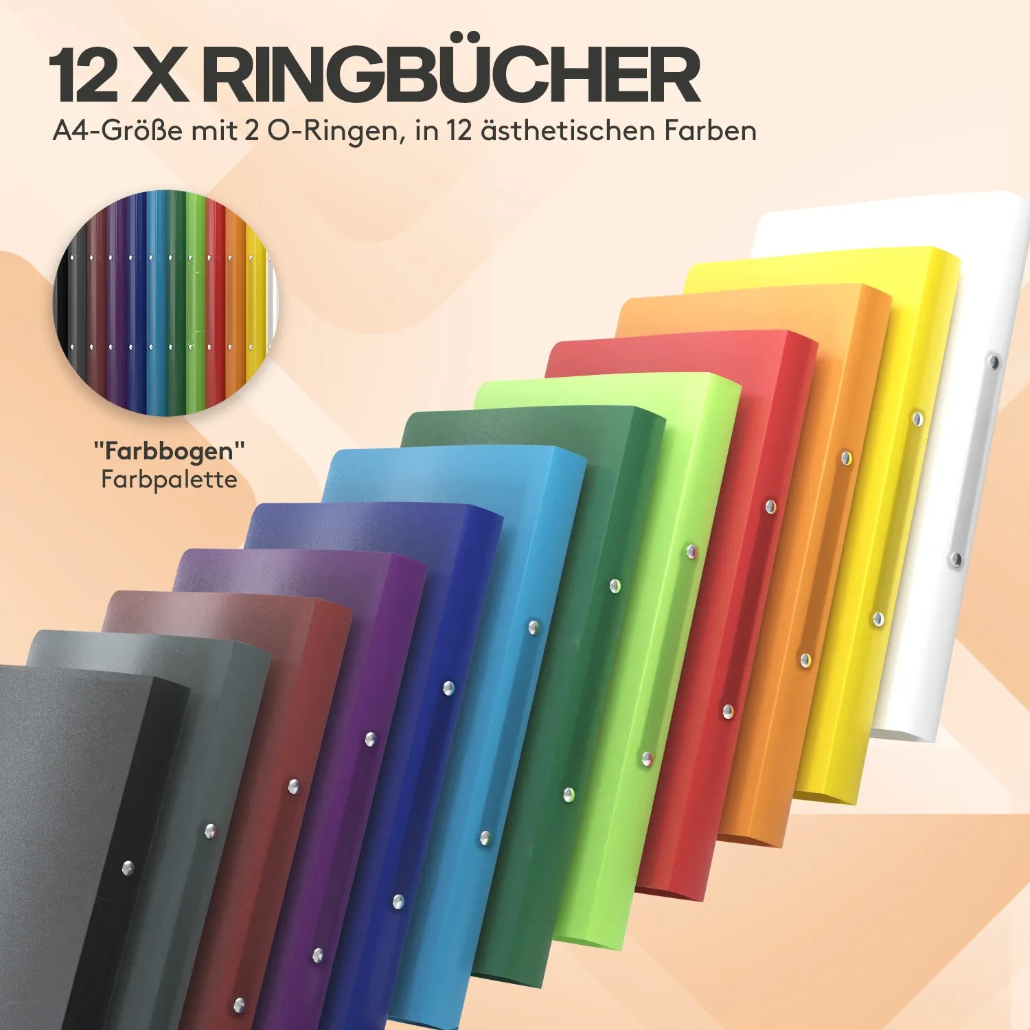 ACROPAQ Raccoglitori A4 Set 12 Pezzi 2 Anelli Colorati