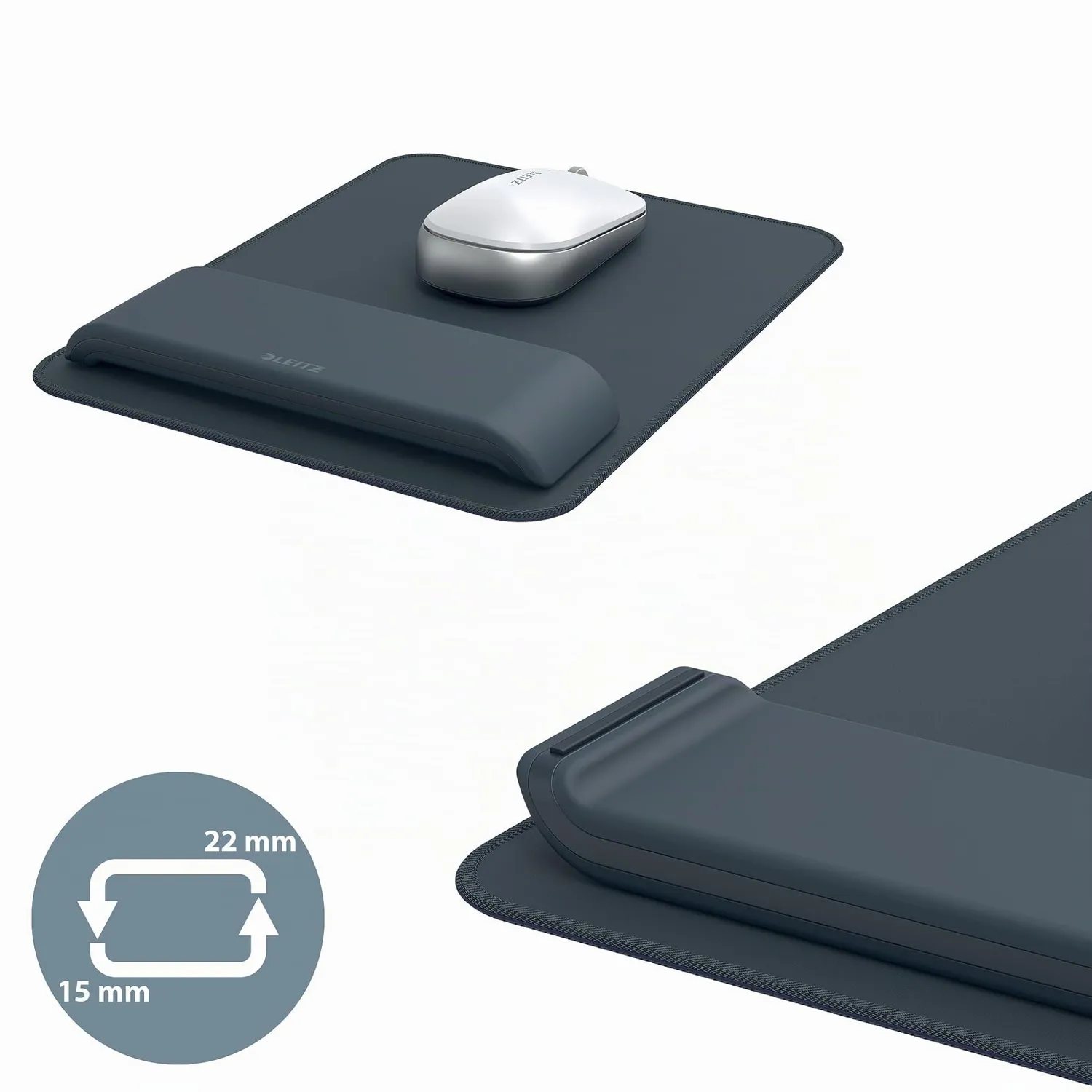 Leitz Ergo WOW 65170089 tappetino mouse poggiapolsi grigio scuro