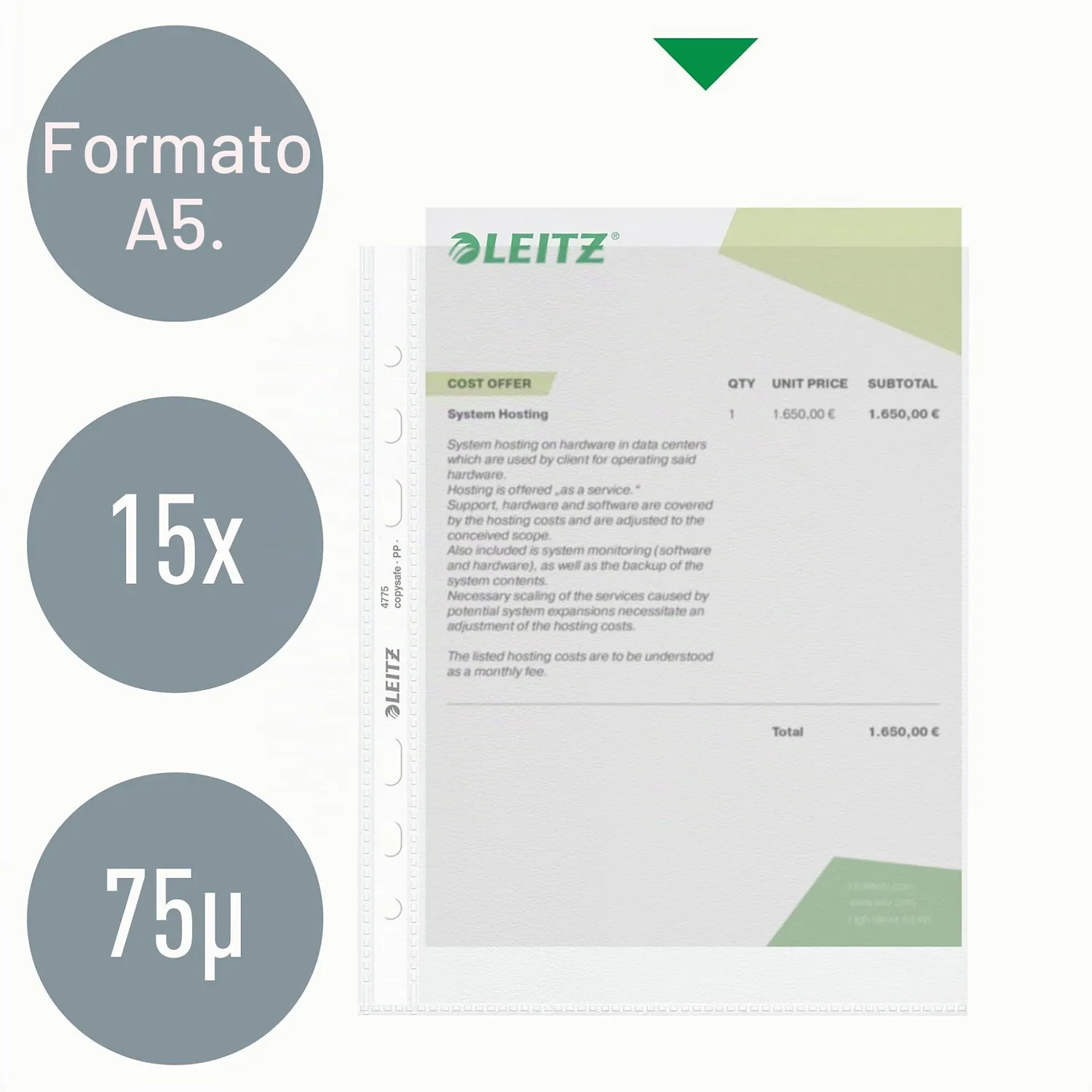 Leitz Ergo WOW 47756002 Standard A5 buste trasparenti 15 pz