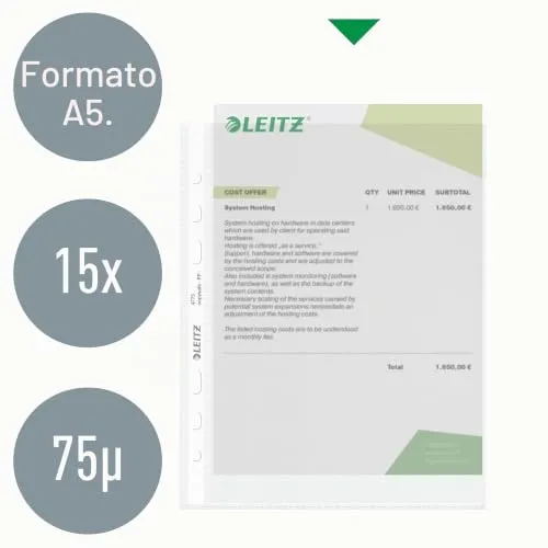Leitz Ergo WOW 47756002 Standard A5 buste trasparenti 15 pz