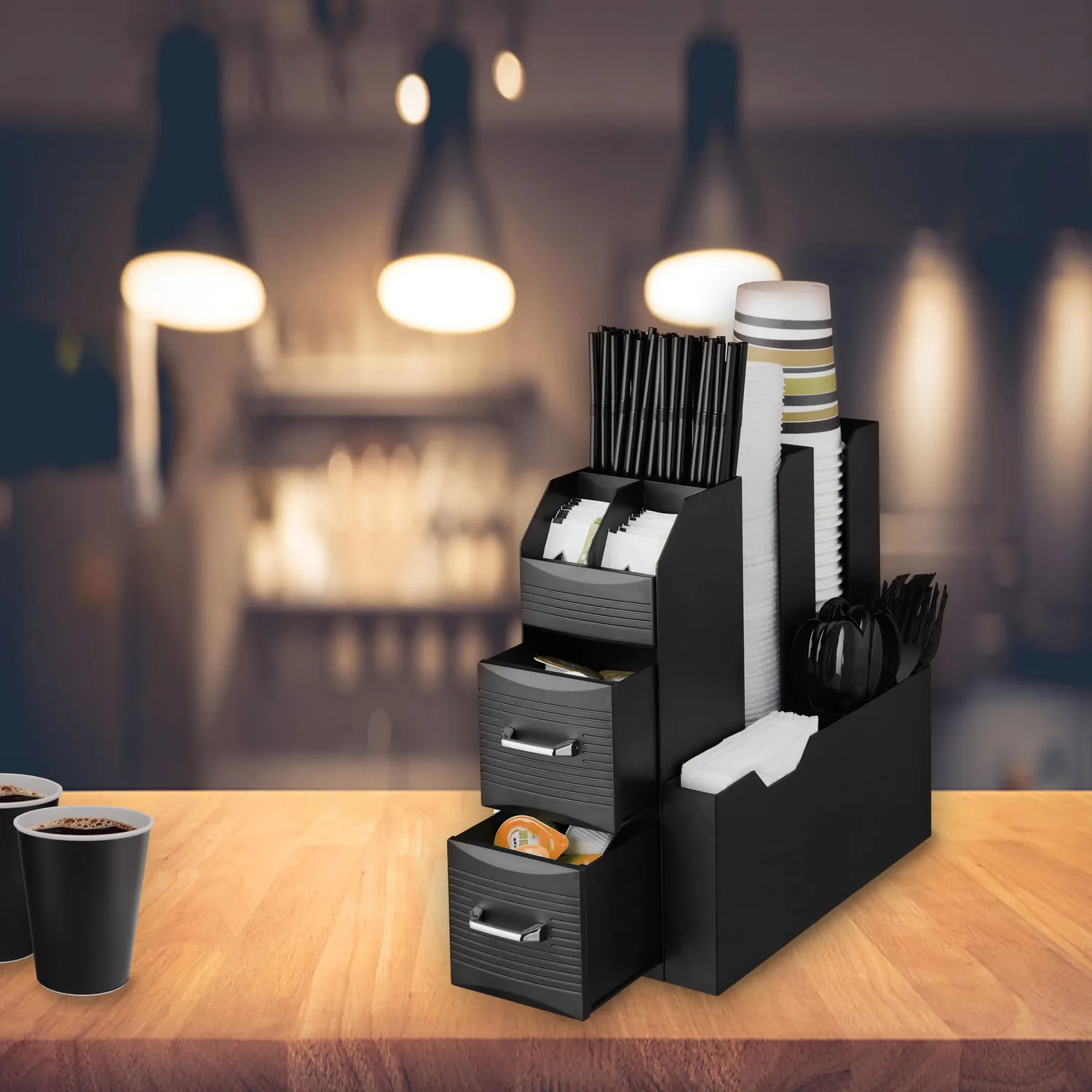 ACROPAQ Organizer Caffè 2 Cassetti Nero 10 Scomparti