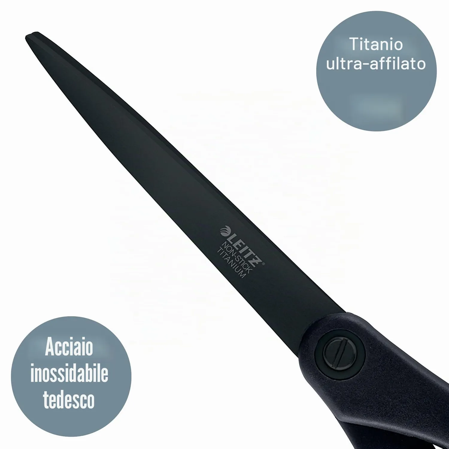Leitz forbici titanio 20,5 cm nere antiaderenti precisione