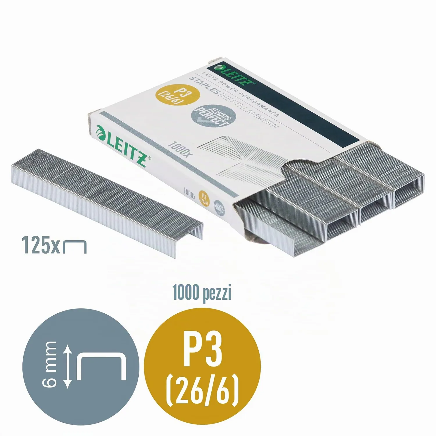 Leitz Eins Zwei P3 26/6 punti 1000 pezzi 30 fogli