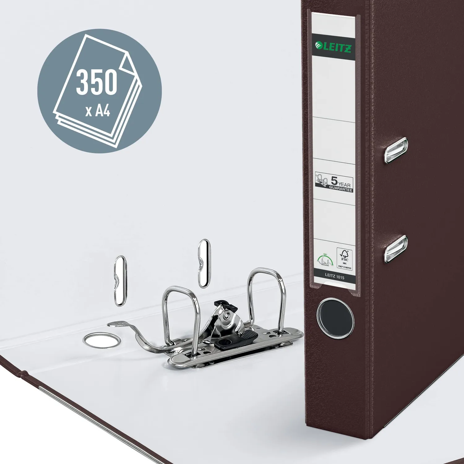 Leitz 180 Registratore Leva Marrone 52 mm 350 Fogli