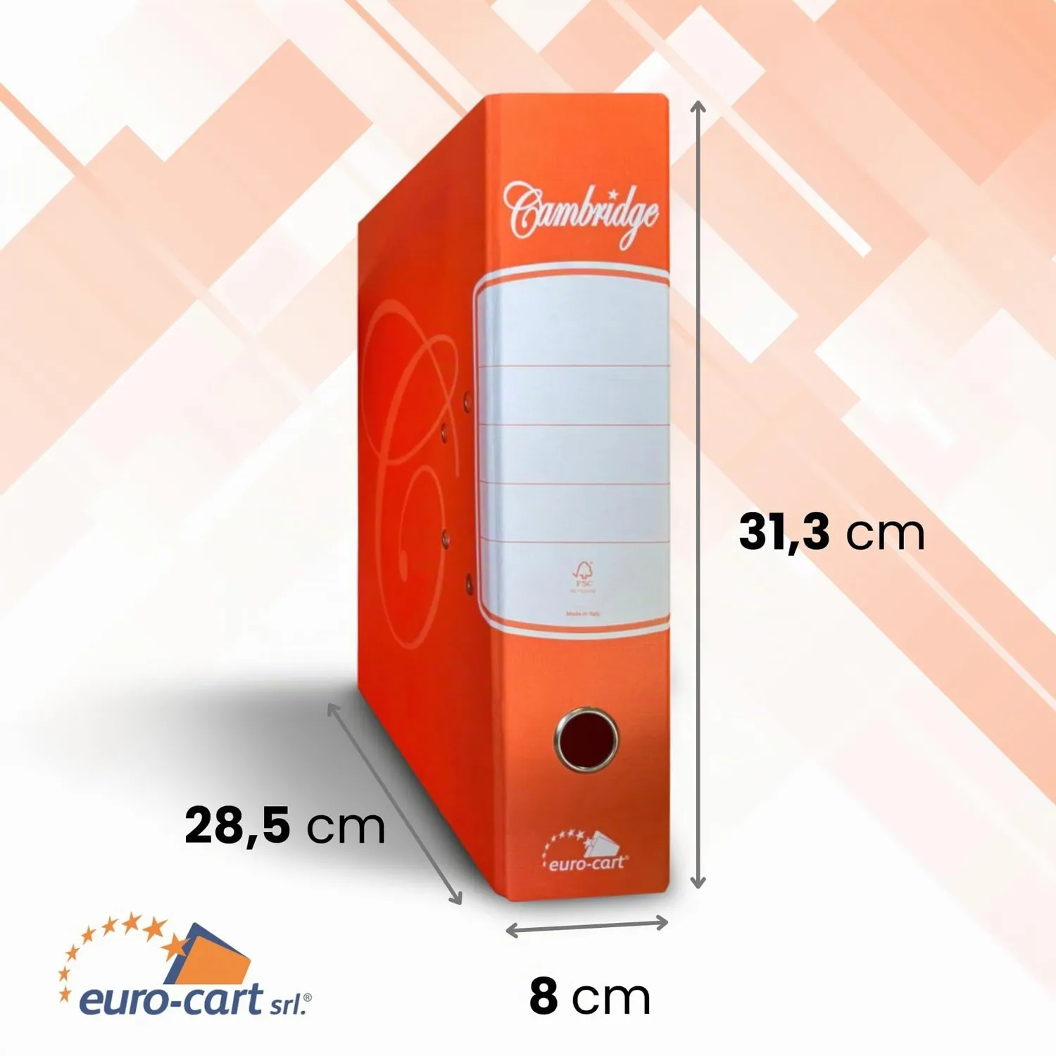 Euro Cart Registratore UNI 285x313 Raccoglitore A4 Arancione 6 Pezzi