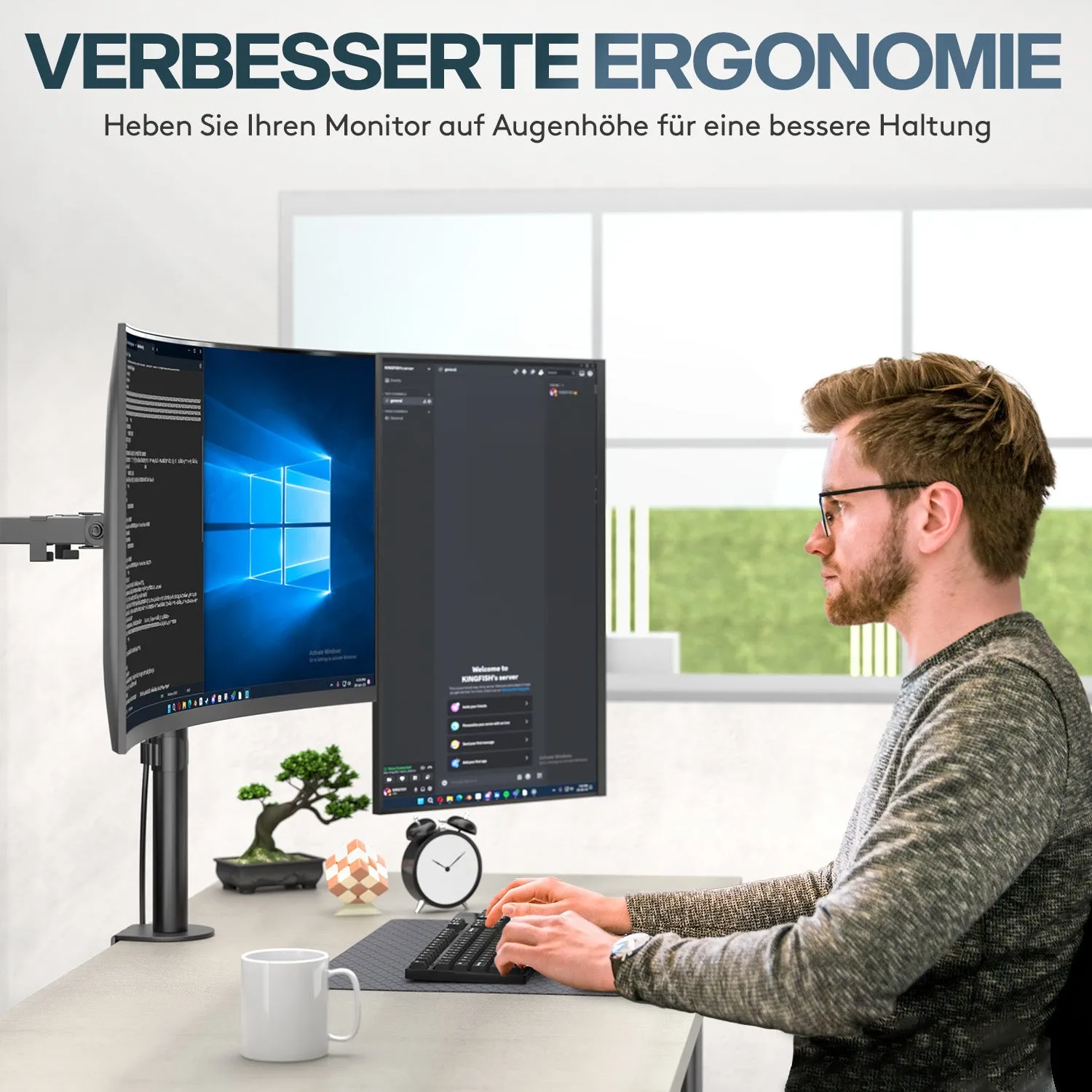 ACROPAQ Braccio monitor doppio 13-32" con morsetto