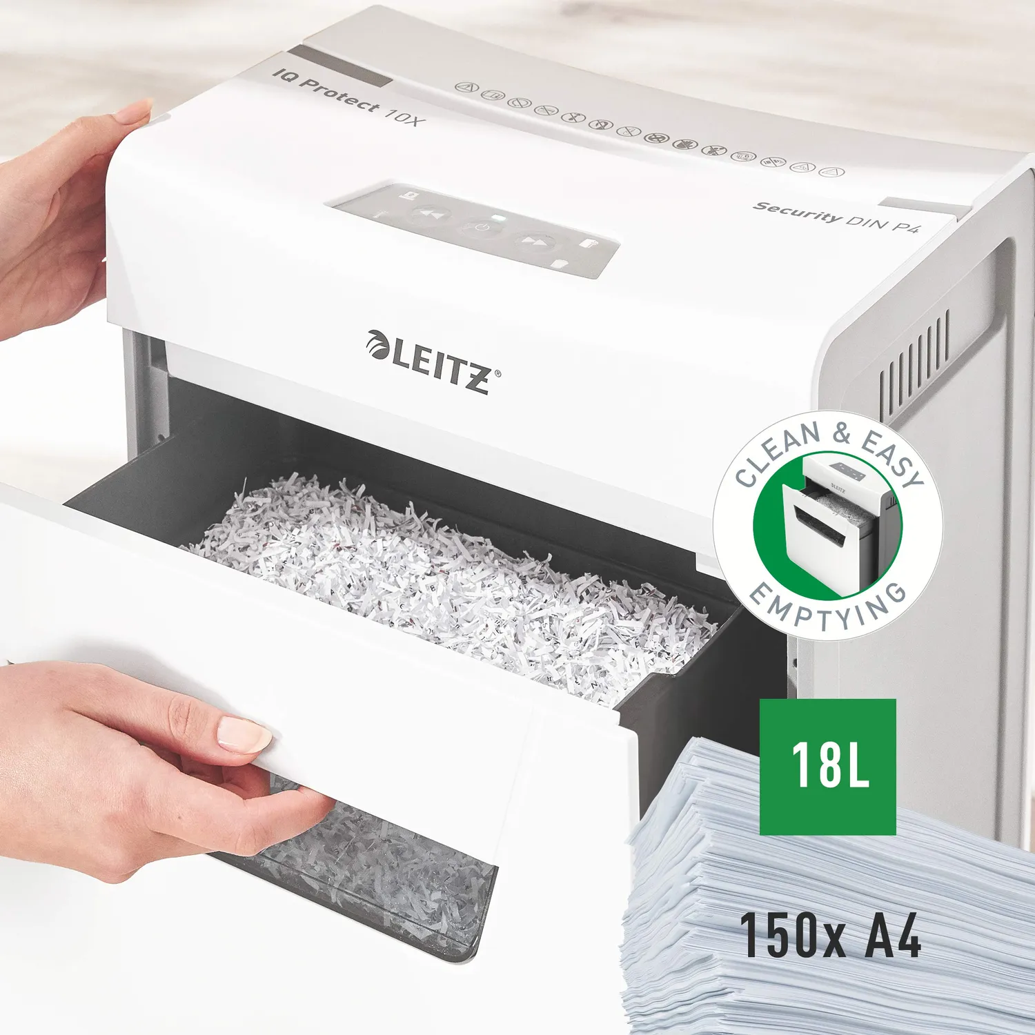 Leitz IQ Protect 10 distruggidocumenti frammenti P4 spina UK