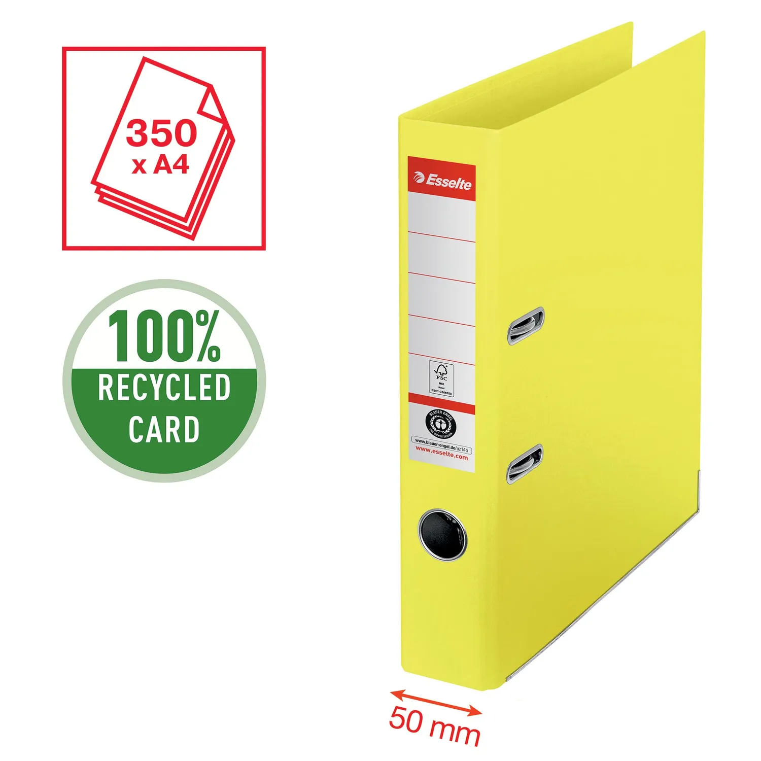 Esselte 627573 registratore a leva giallo dorso 5 cm