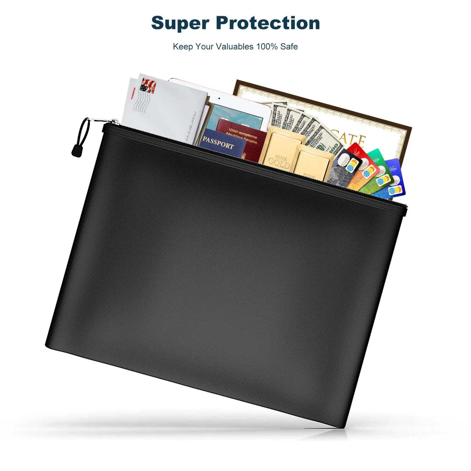 ABClife Borsa Portadocumenti Ignifuga Nera A4 38x28 cm con Cerniera