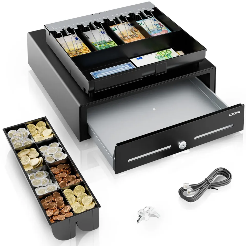 ACROPAQ Cassetto Portacontanti 41 cm Nero 8+4 Scomparti