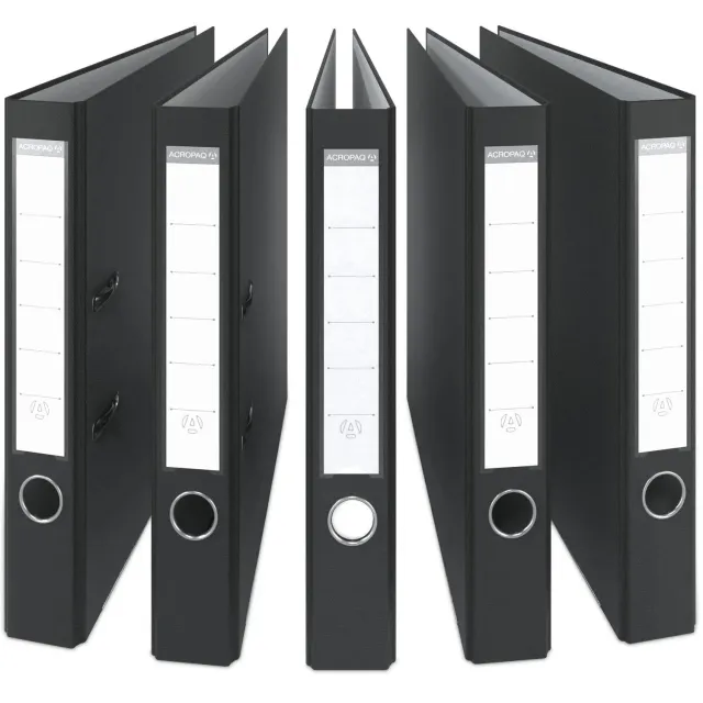 ACROPAQ raccoglitori A4 2 anelli neri 50 mm 5 pezzi