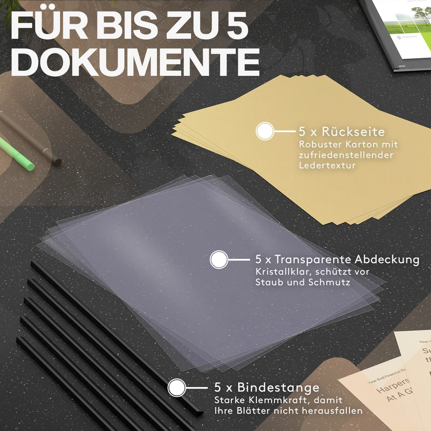 ACROPAQ Set Rilegatura A4 5 Pezzi 30 Fogli Stecche