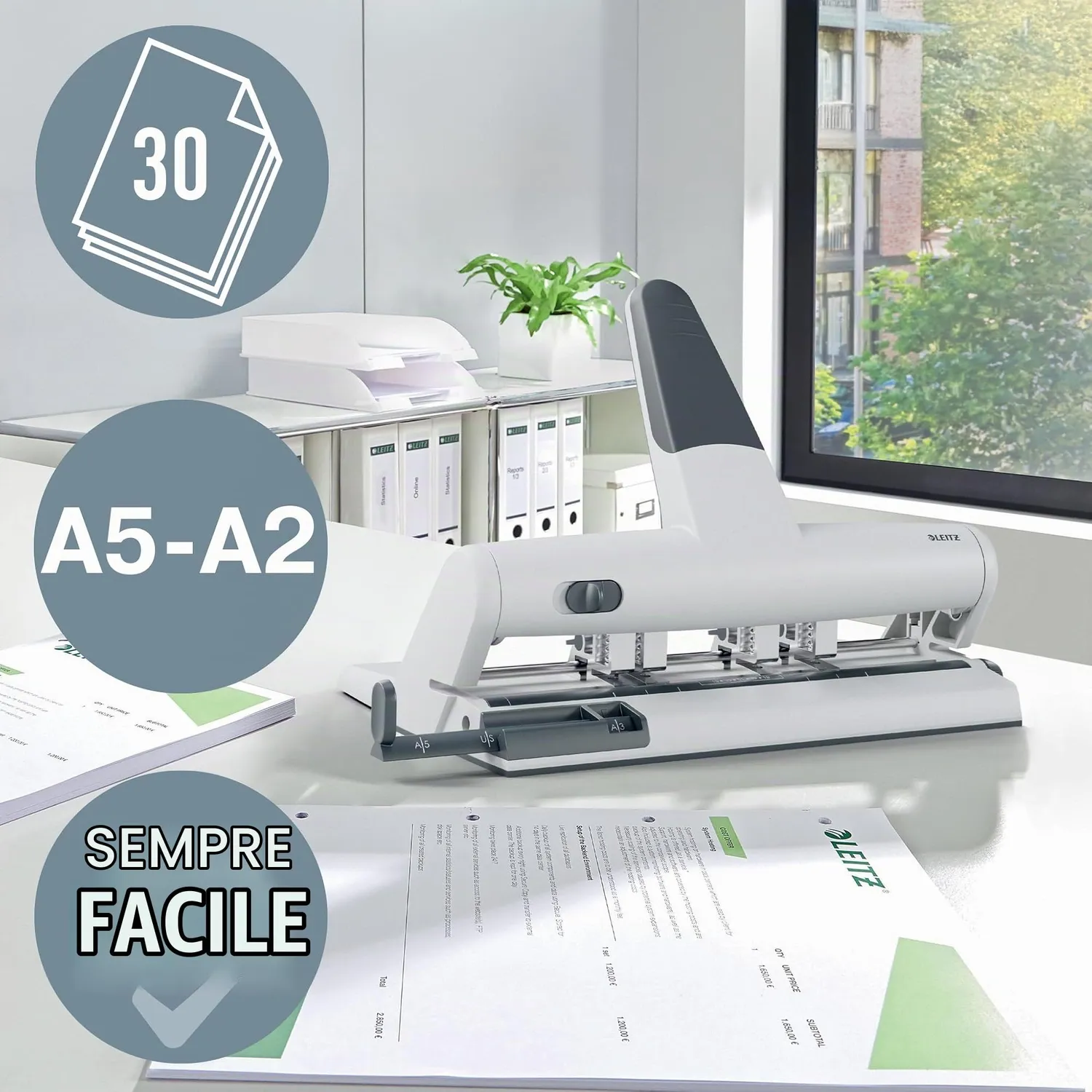 Leitz Akto 51140084 perforatore 4 fori argento 30 fogli
