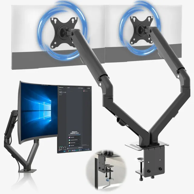ACROPAQ supporto monitor 2 schermi 17-27 pollici braccio a molla