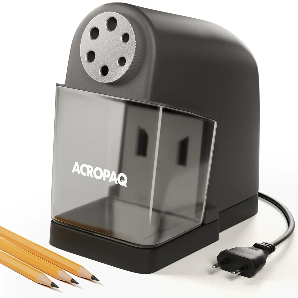 ACROPAQ Temperamatite Elettrico 6 Fori Grigio Scuro