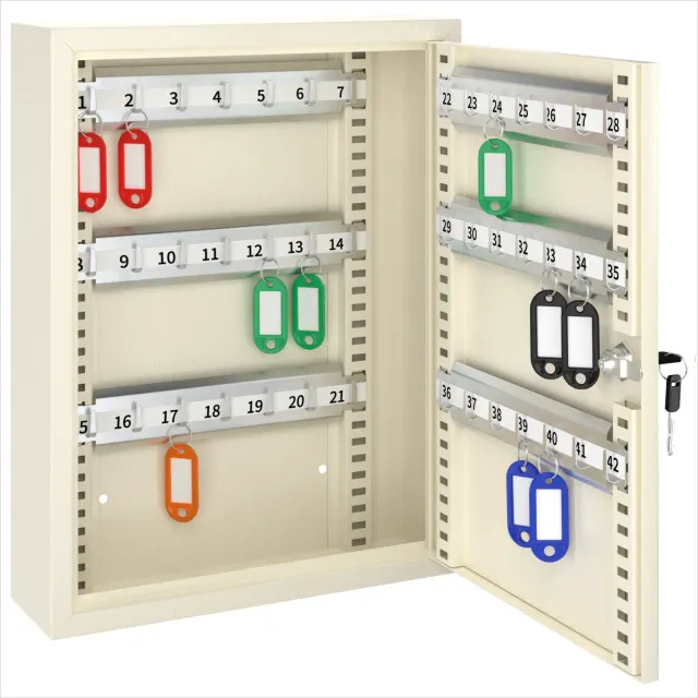 Acropaq cassetta portachiavi 42 ganci grigio chiaro