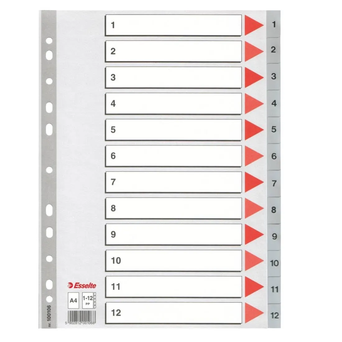 Oxford Esselte 100104 rubrica numerica 1-6 A4 grigio