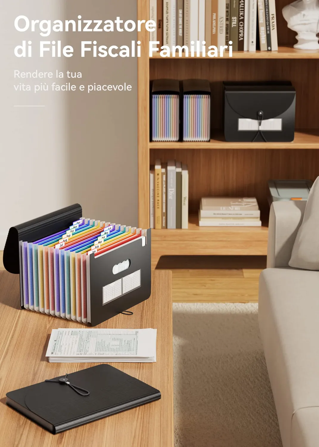 ABClife cartella portadocumenti A4 fisarmonica 12 tasche nero