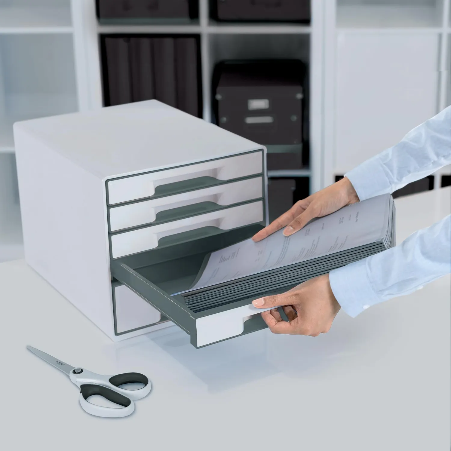 Leitz Ergo WOW Cube Cassettiera 5 Cassetti Grigio A4