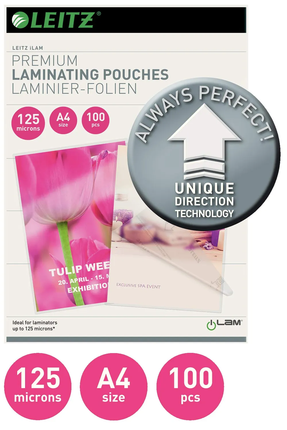 Leitz iLAM 74810000 pouch plastificazione A4 2x125 micron 100 pz