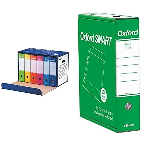 Esselte Oxford Box 6 Registratori A4 + 400 Buste antiriflesso