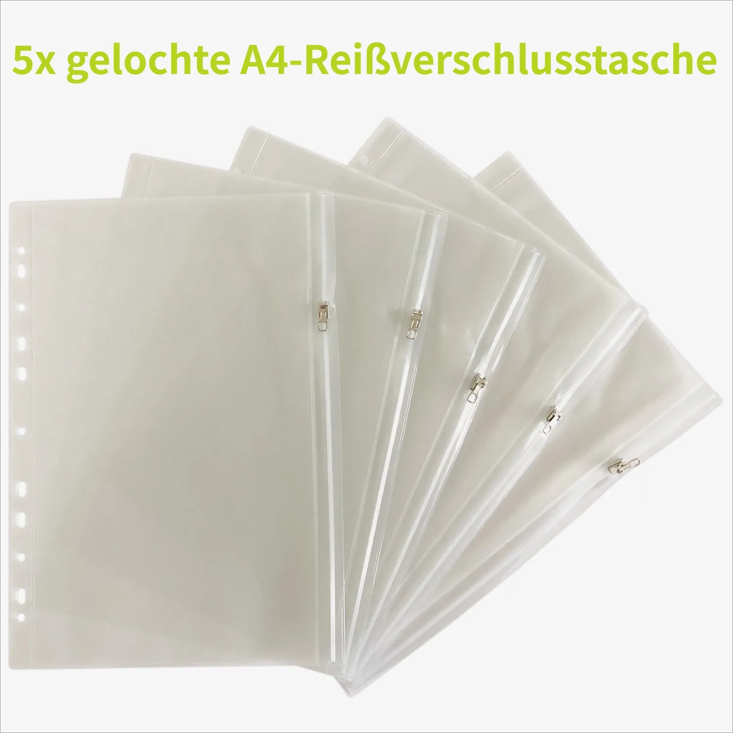 ACROPAQ Buste zip A4 PVC trasparenti 5 pezzi