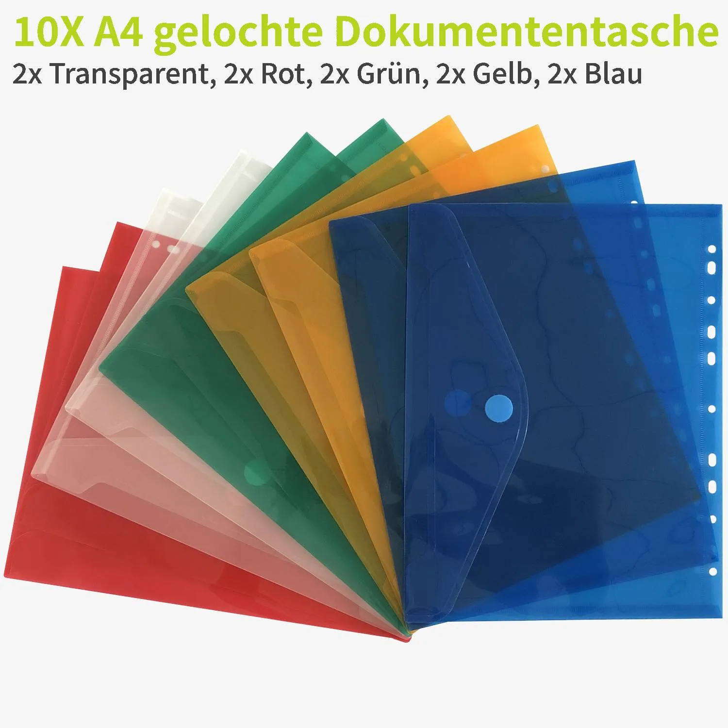 ACROPAQ Cartelline A4 10 pezzi con velcro assortite