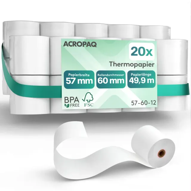 ACROPAQ Rotoli termici 57x60 49,9m 50 pz senza BPA