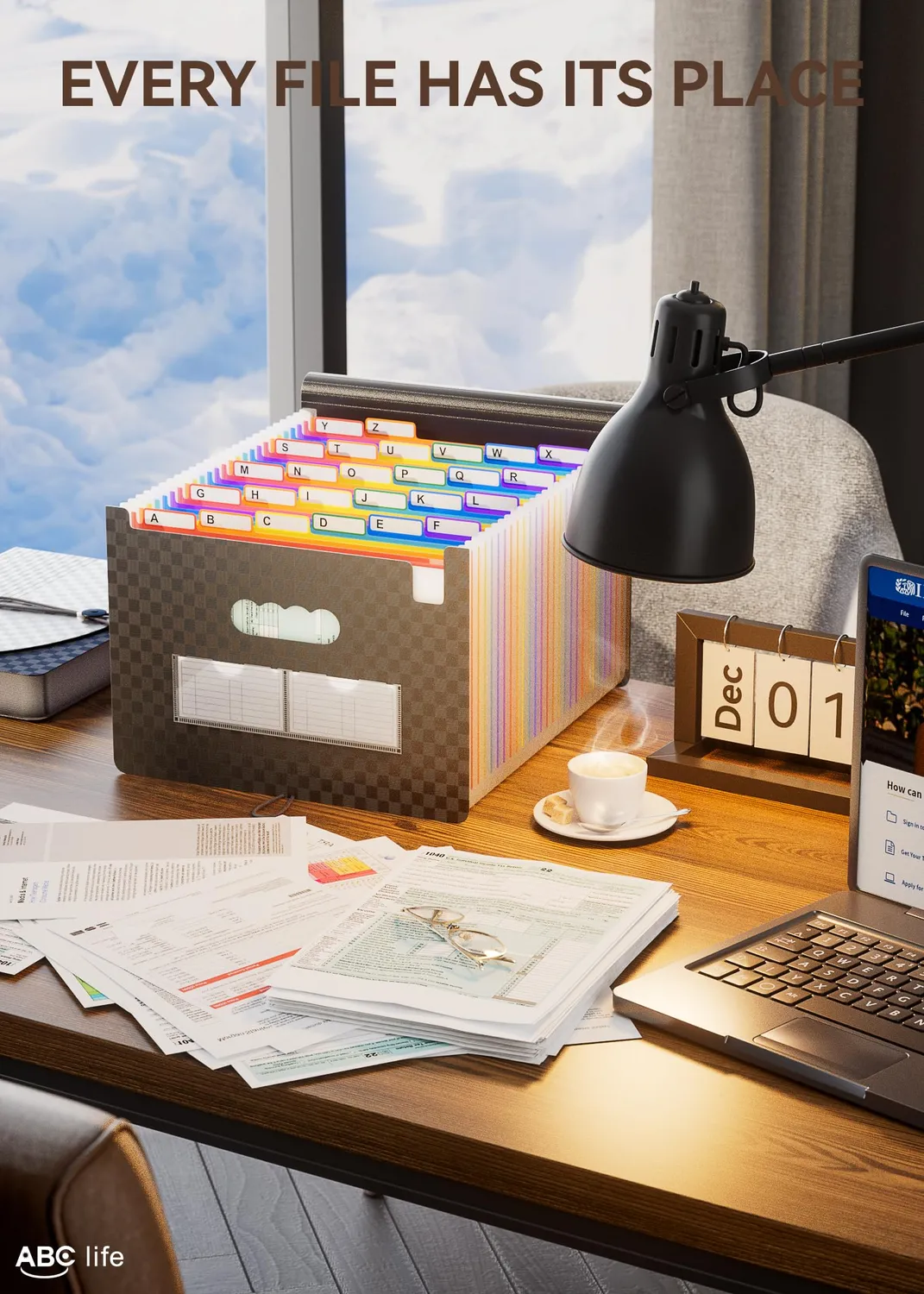 ABClife portadocumenti a fisarmonica A4 24 tasche espandibile