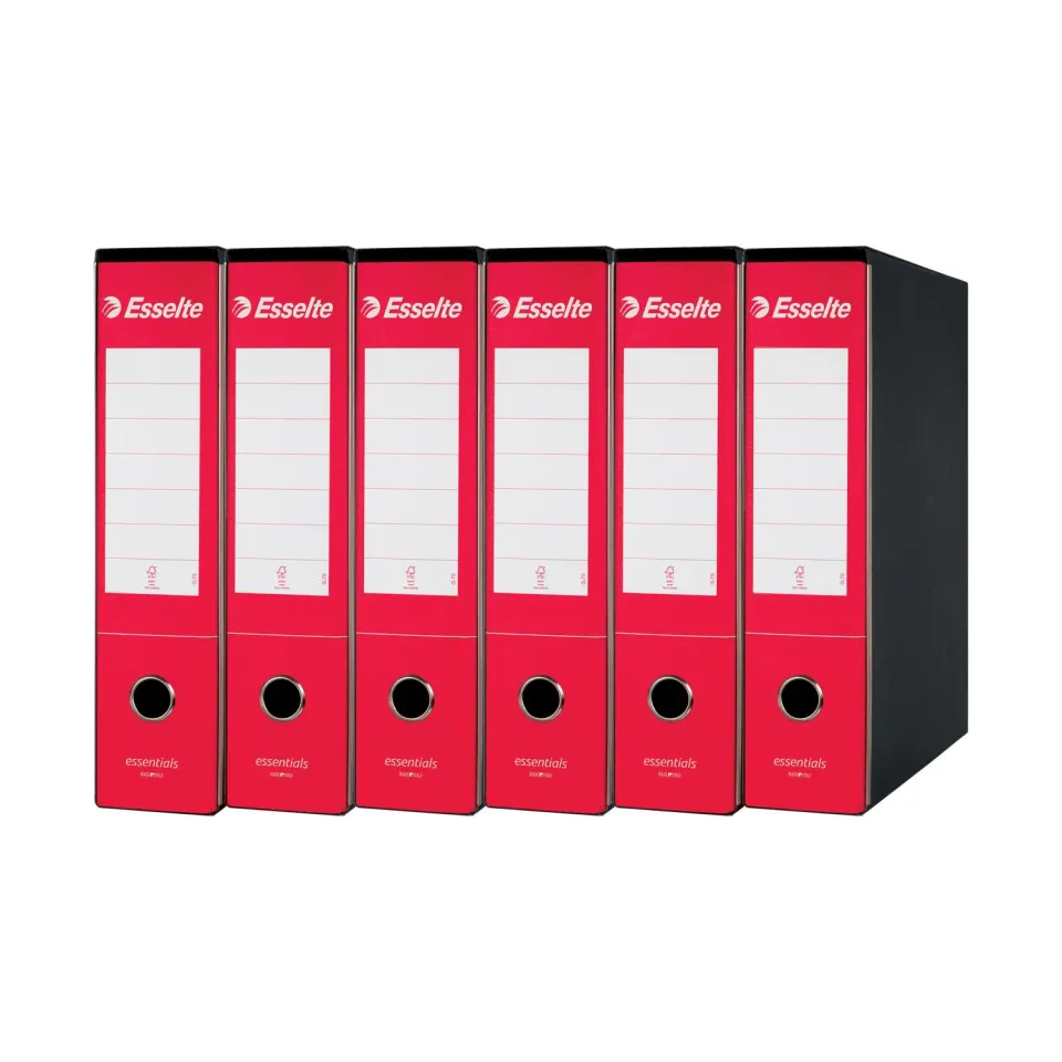 Esselte Essentials G75 Registratore Protocollo Rosso 6 Pezzi Dorso 8 cm