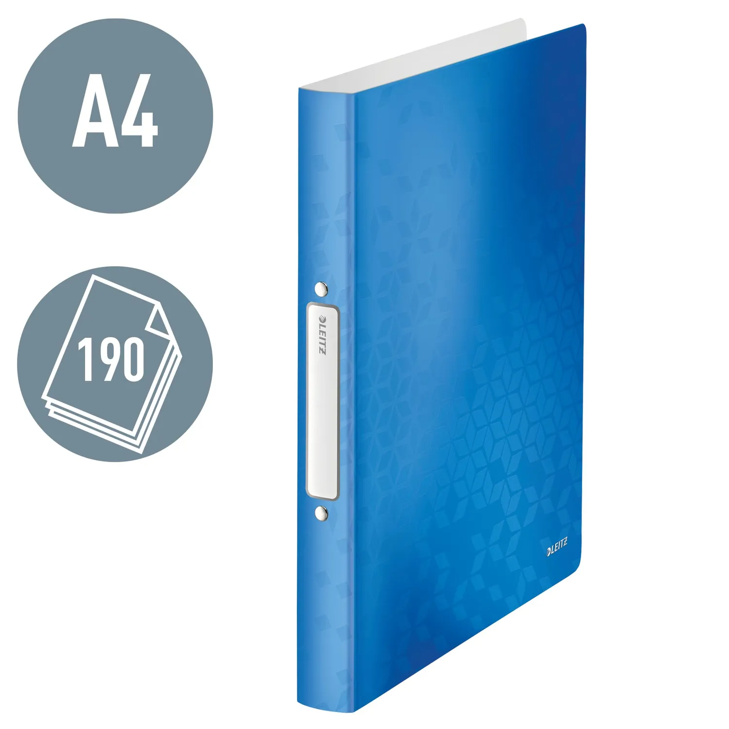 Leitz WOW Raccoglitore 2 Anelli Blu 190 Fogli