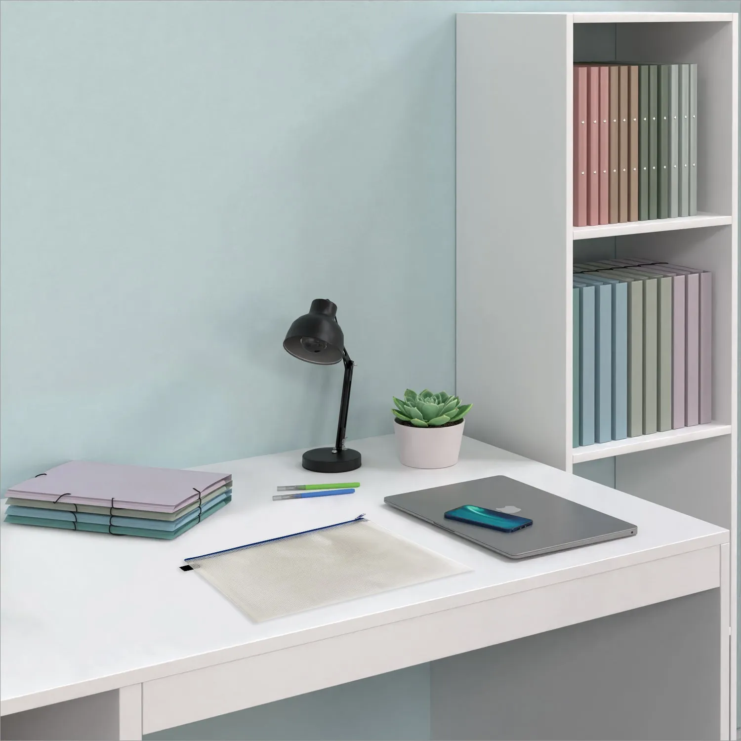 ACROPAQ Buste portadocumenti zip 27x36 blu 5 pezzi