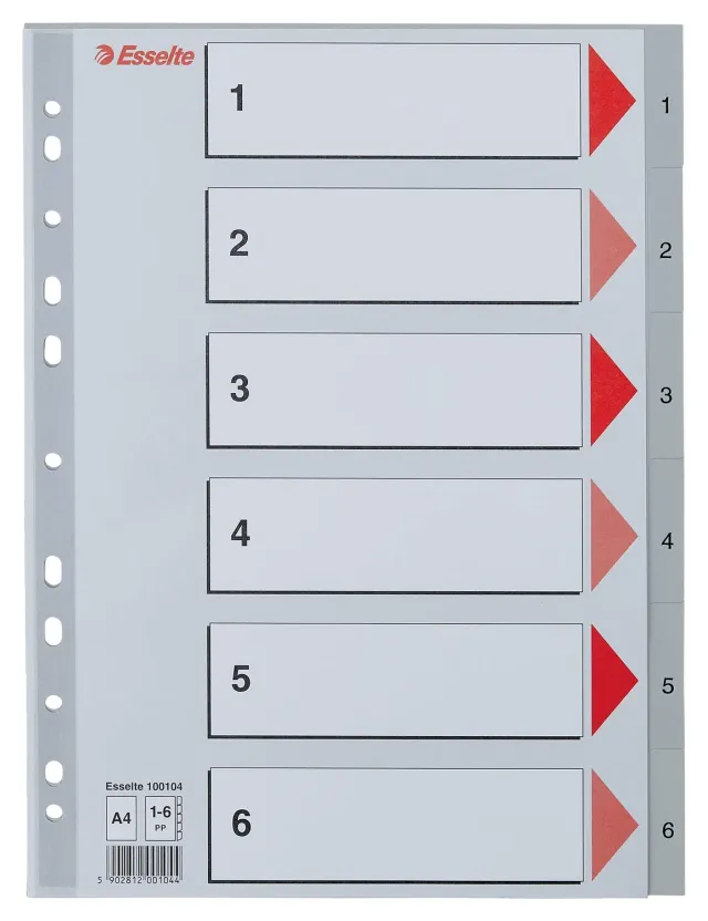 Oxford Esselte 100104 rubrica numerica 1-6 A4 grigio