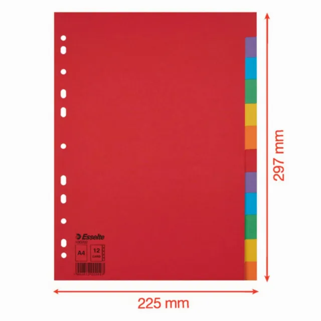 Esselte Divisori 100202 12 Tasti A4 Multicolore 10 pezzi