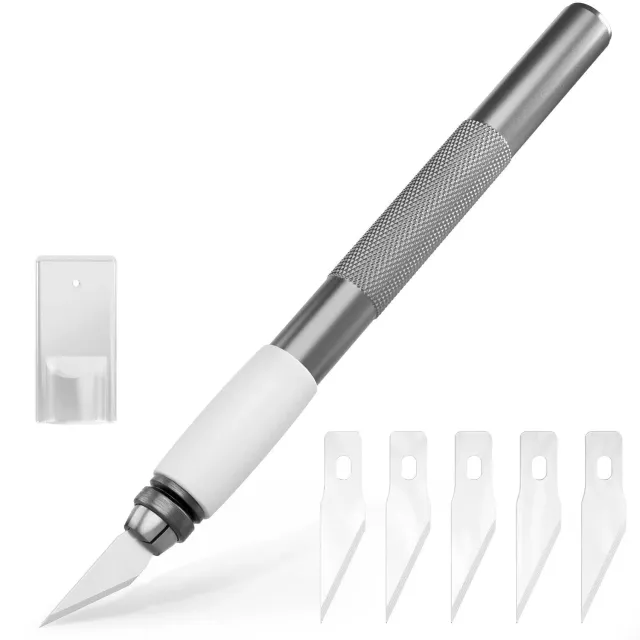 ACROPAQ taglierino alluminio con 5 lame ricambio