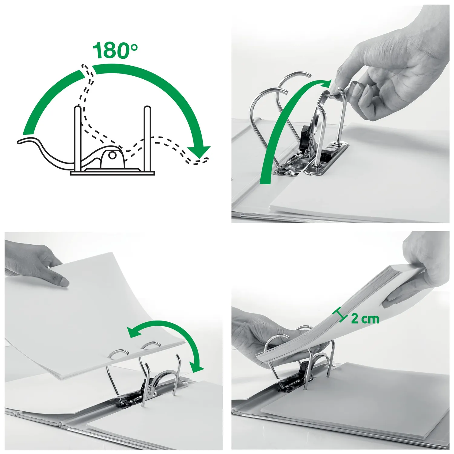 Leitz 180° 10105001 raccoglitore a leva bianco dorso 8,2 cm