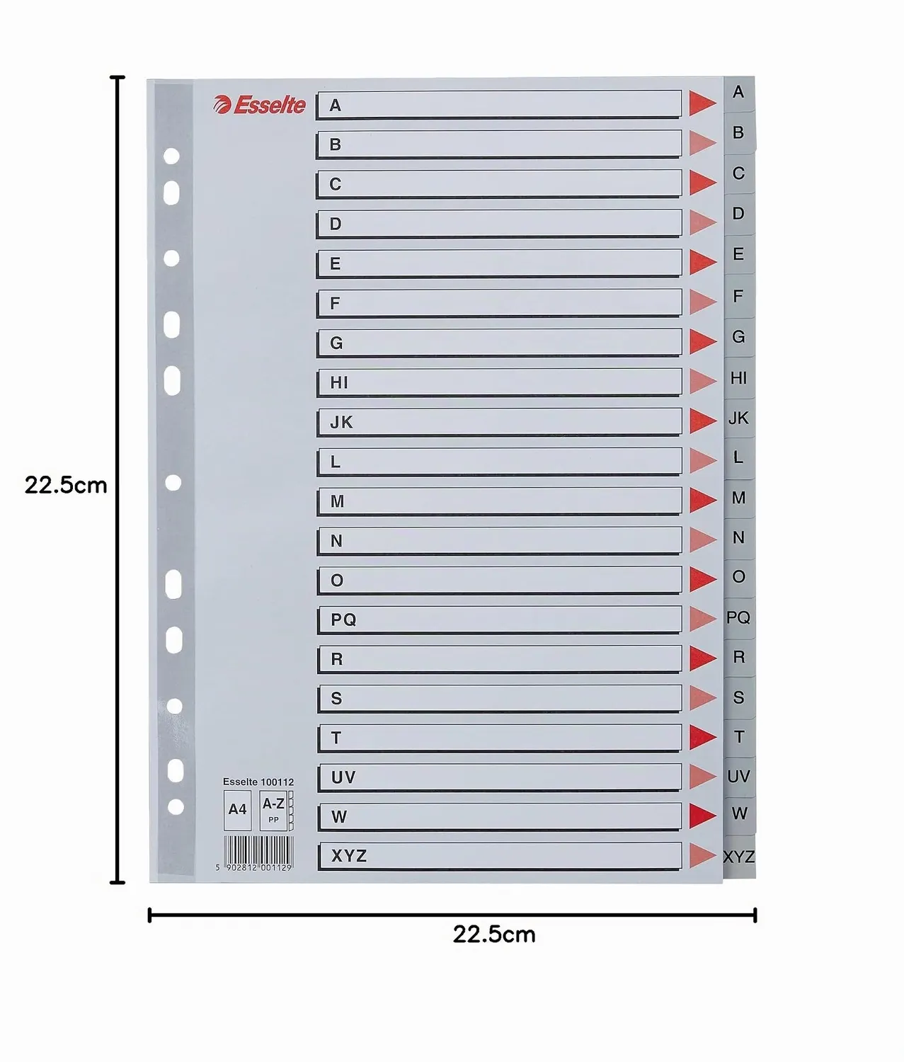 Esselte 100112 rubrica alfabetica A4 grigia A-Z