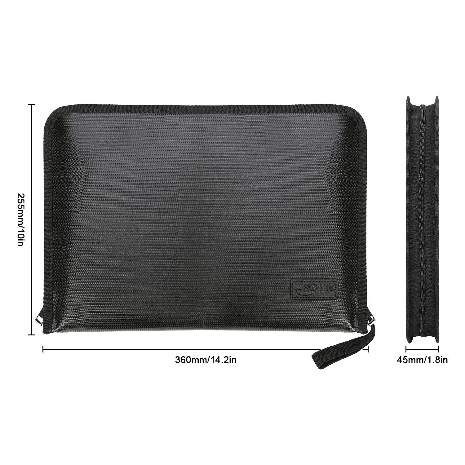 ABClife 24 Tasche Portadocumenti Ignifugo Nero A4 con Cerniera