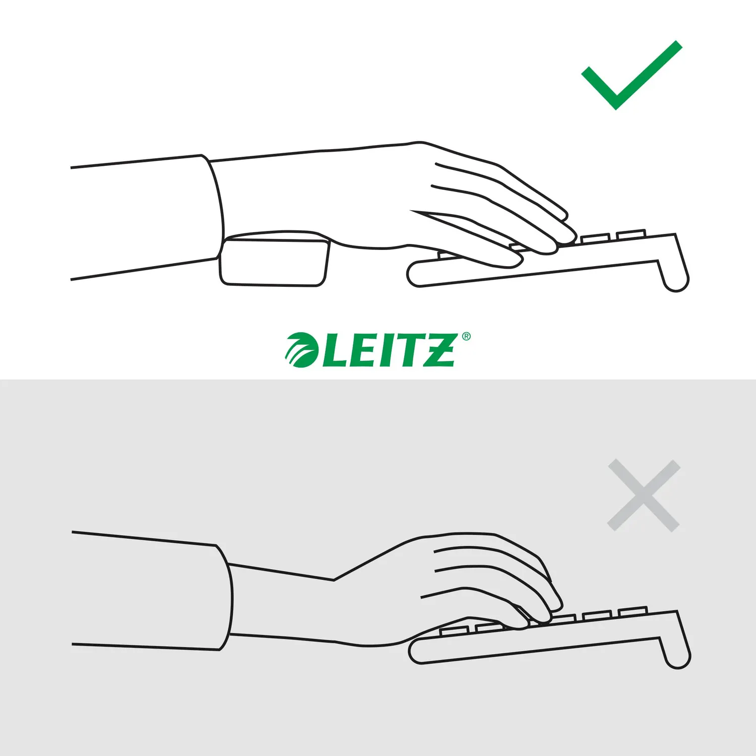 Leitz Ergo 65230089 poggiapolsi tastiera grigio velluto 2 altezze