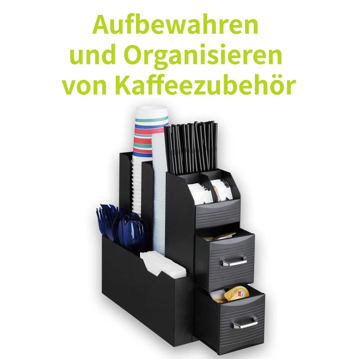 ACROPAQ Organizer Caffè 2 Cassetti Nero 10 Scomparti