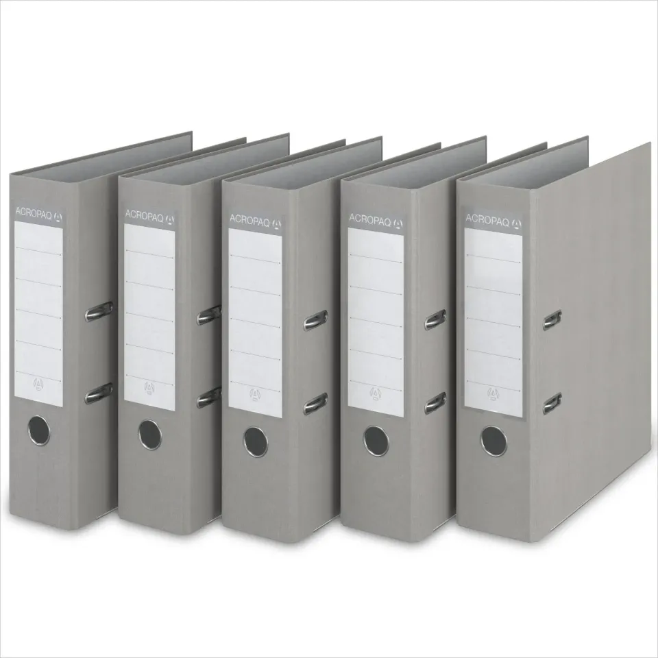 ACROPAQ Raccoglitore A4 2 Anelli 75mm Grigio 5 Pezzi