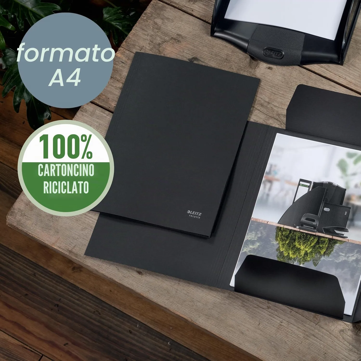 Leitz Recycle 39060095 cartellina 3 lembi A4 nera 250 fogli