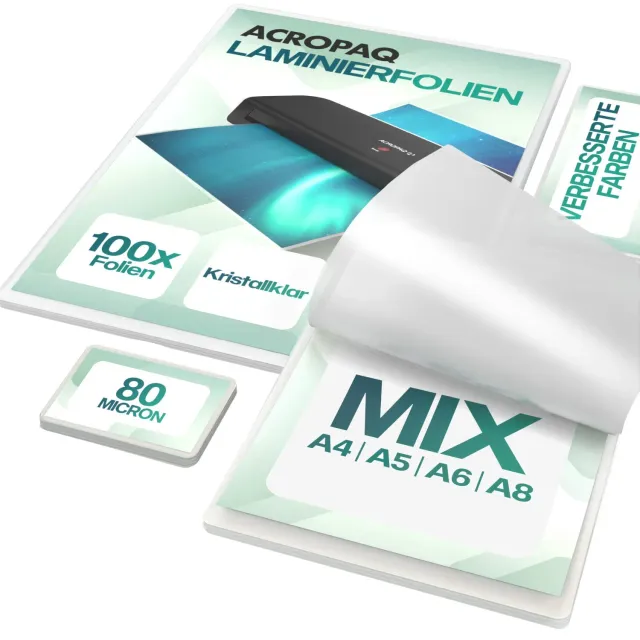 ACROPAQ Buste Plastificatrici Mix 100 Pezzi 80 Micron