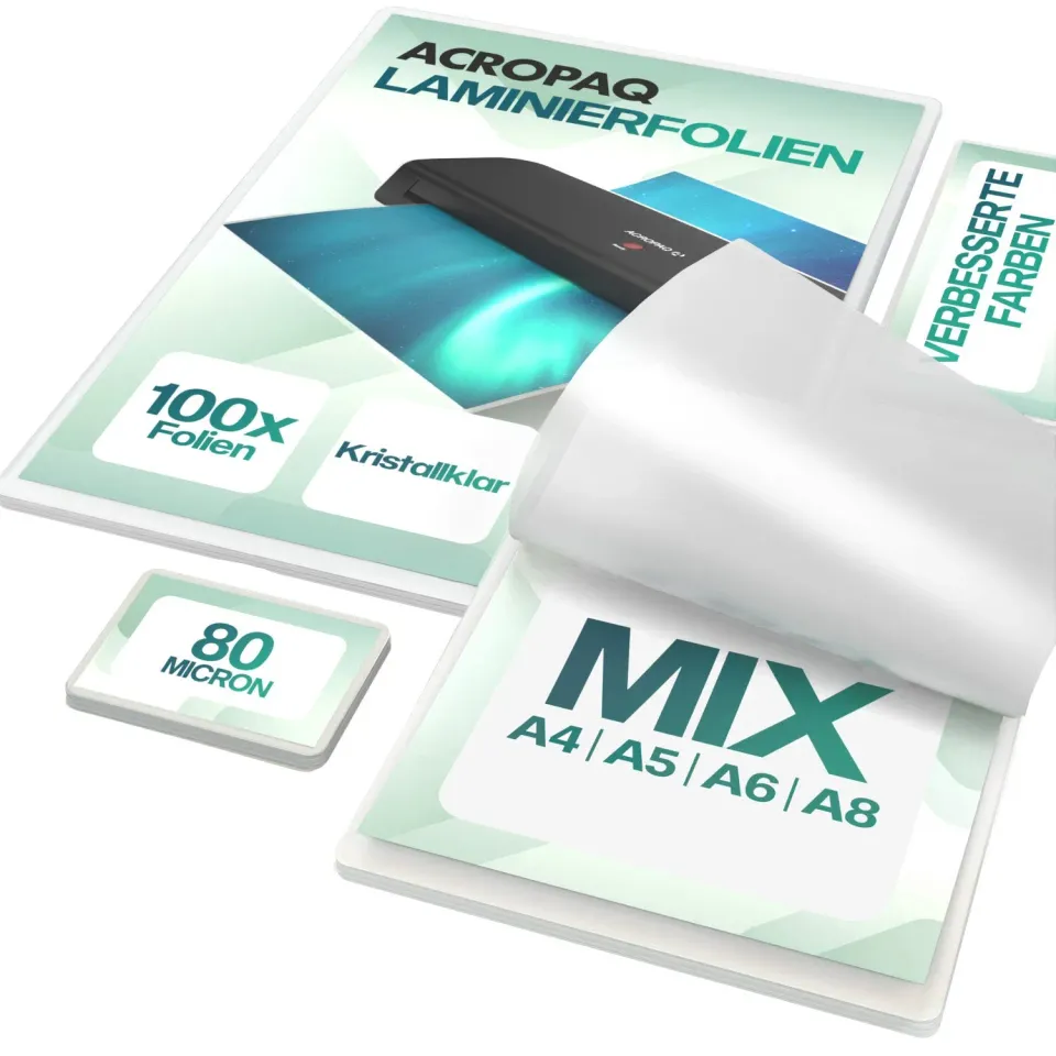 ACROPAQ Buste plastificazione miste 80 micron 100 pezzi