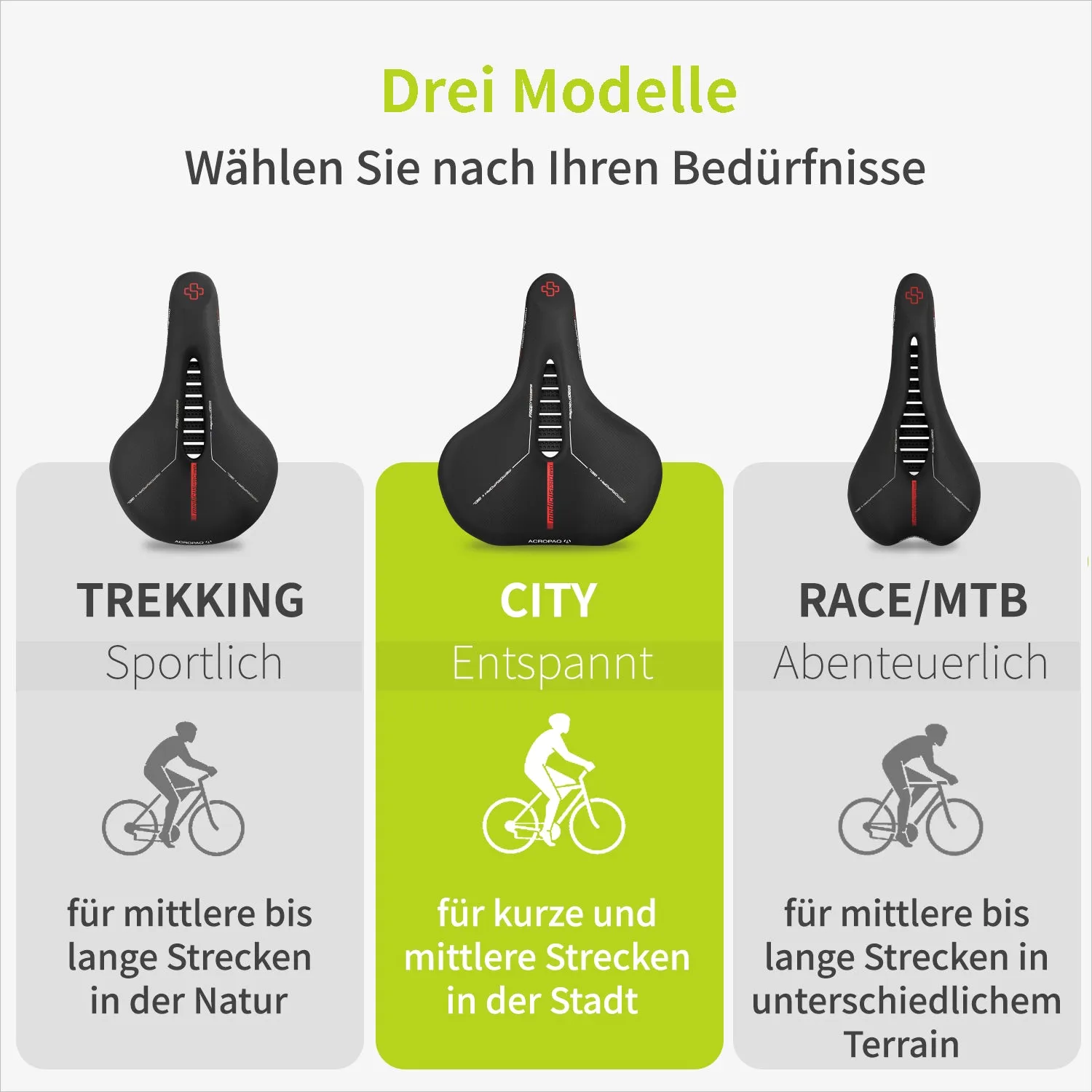 ACROPAQ Sella bici city comfort memory foam