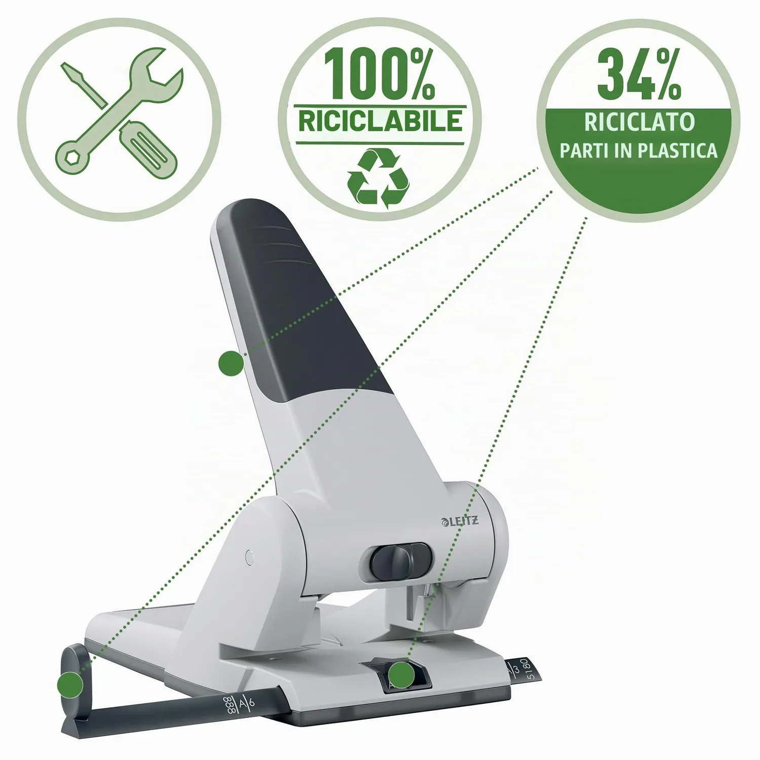 Leitz 5180 perforatrice 65 fogli rossa metallo